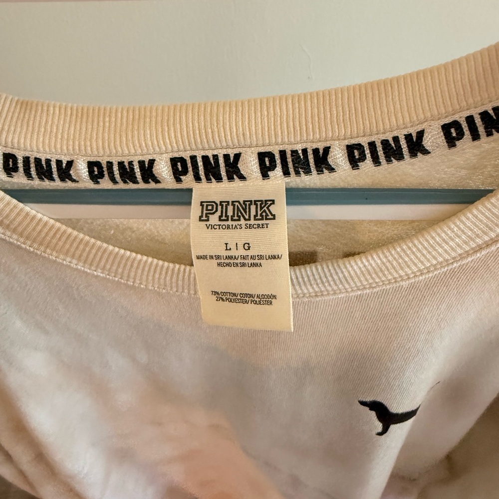 Victoria's Secret Pink Cream Long Sleeve Shirt Size Large - Picture 3 of 5